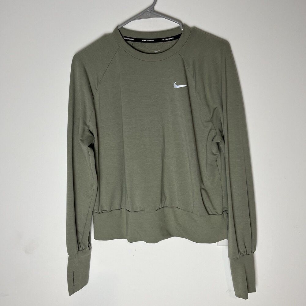 Nike Sage Green Long Sleeve Running Top/Sweatshirt  with Thumbholes  L 181​